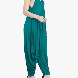 Teal full length harem jumpsuit